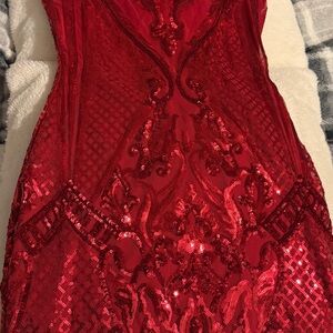 B Darlin Radiant Red Sequin Dress